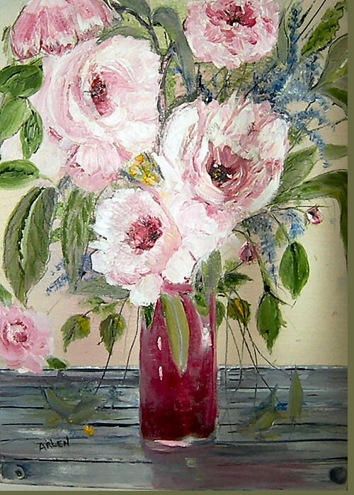 Flowers Greeting Card featuring the painting Spring Bouquet by Arlen Avernian - Thorensen