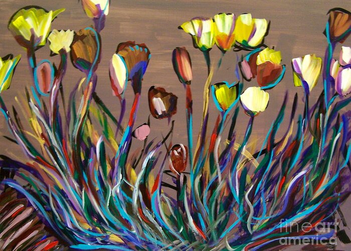 Tulips Greeting Card featuring the painting Spring by Catherine Gruetzke-Blais