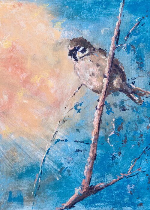Birds Greeting Card featuring the painting Spring Chickadee by Jim Fronapfel