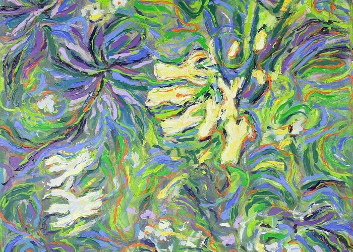 Abstract Greeting Card featuring the painting Spring Exuberance 2 by Zofia Kijak