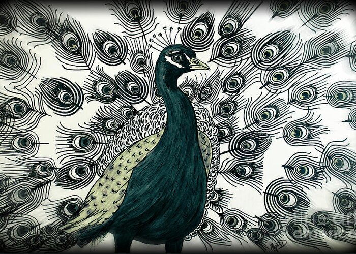 Bird Greeting Card featuring the digital art Spring Green Peacock by Megan Dirsa-DuBois