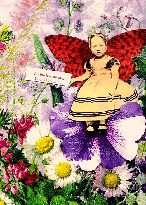 Spring Greeting Card featuring the mixed media Spring Has Sprung by Desiree Paquette