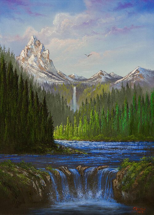 Landscape Greeting Card featuring the painting Spring In The Rockies by Chris Steele