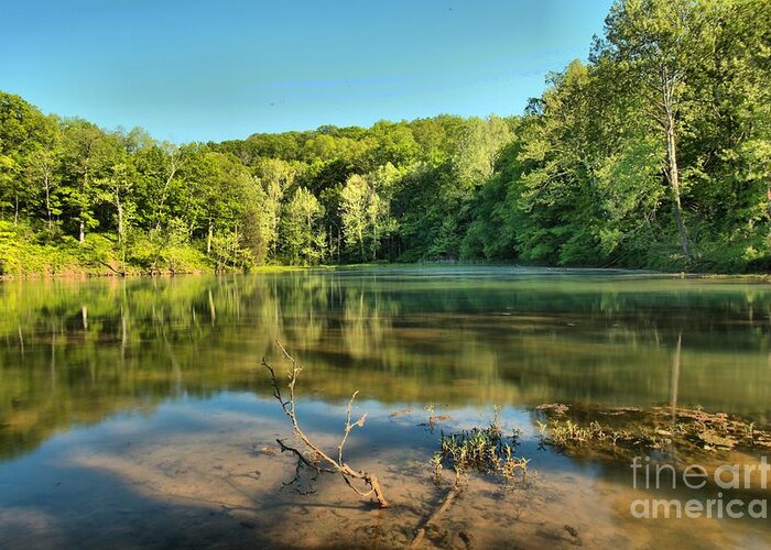 Spring Mill Lake Greeting Card featuring the photograph Spring Mill Lake by Adam Jewell