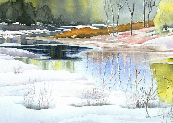 Jo Appleby Greeting Card featuring the painting Spring Run-off at Willow Creek by Jo Appleby