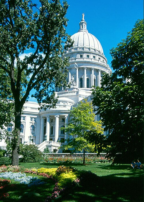 Wisconsin State Capitol Greeting Card featuring the photograph Springtime At The Wisconsin State Capitol by Janice Adomeit