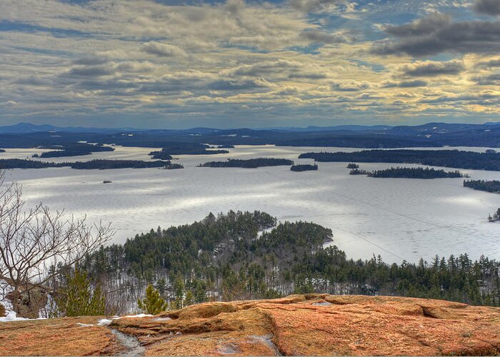 Squam Lake Greeting Card featuring the photograph Squam Lake in February by Ken Stampfer