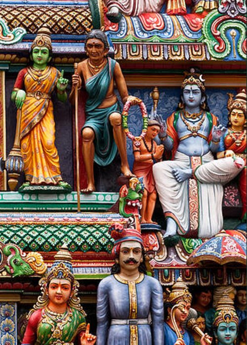 Bright Greeting Card featuring the photograph Sri Mariamman Temple 03 by Rick Piper Photography