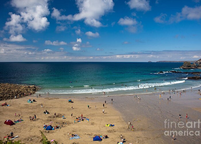 St Agnes Beach Greeting Card featuring the photograph St Agnes beach Cornwall by Anthony Morgan