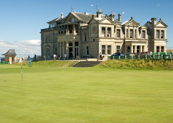  St. Andrews Greeting Card featuring the photograph St Andrews Final Green and Clubhouse by Jeremy Voisey
