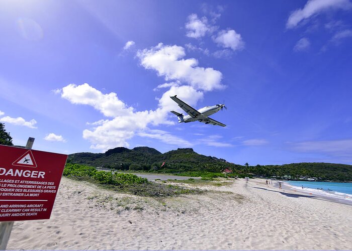 Saint Barth￿my Greeting Card featuring the photograph St Barts Takeoff by Matt Swinden