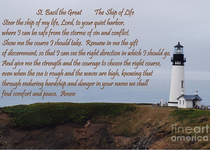 Lighthouse Greeting Card featuring the photograph St. Basil's Prayer by Sharon Elliott