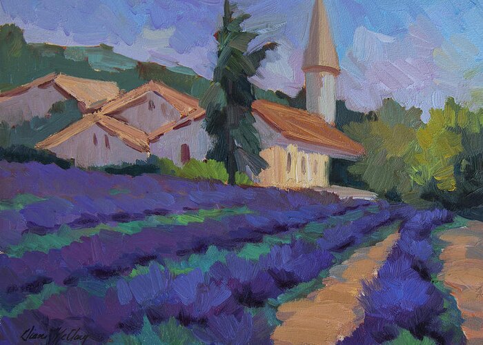 Provence Greeting Card featuring the painting St. Columne Lavender Field by Diane McClary
