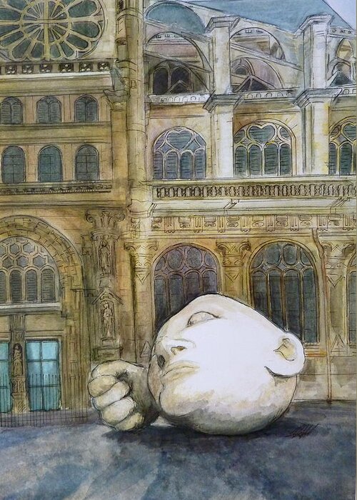 Architecture Greeting Card featuring the painting St Eustache I by Henrieta Maneva