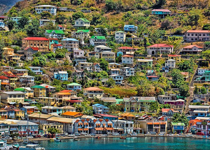 Grenada Greeting Card featuring the photograph St. Georges Harbor Grenada by Don Schwartz