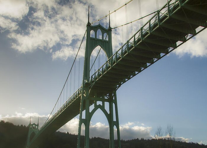 Bubbles Greeting Card featuring the photograph St Johns Bridge by Jean Noren