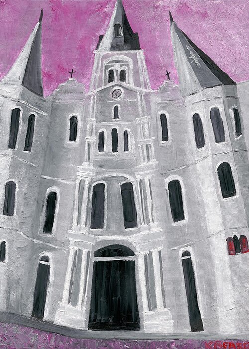 Colorful New Orleans Greeting Card featuring the painting St. Louis Cathedral by Kerin Beard