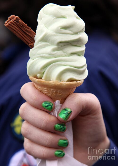 St Patricks Day Greeting Card featuring the photograph St Patrick's Day Ice Cream cone by Ros Drinkwater