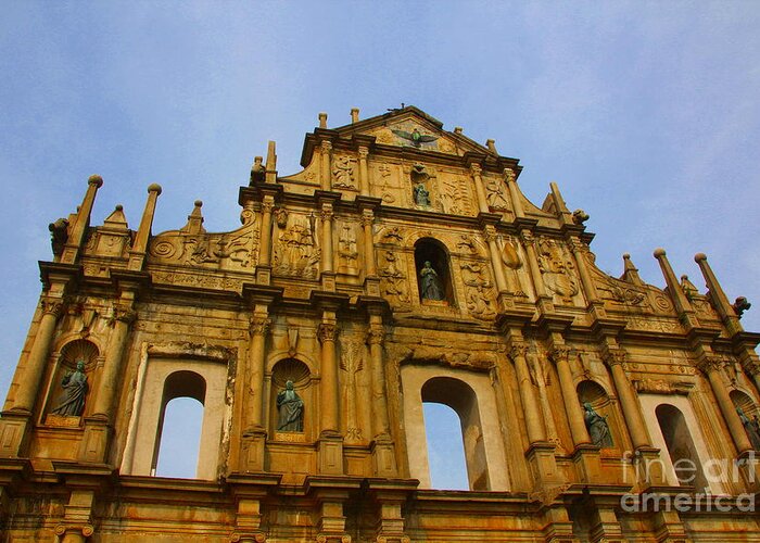 Saint Greeting Card featuring the photograph St. Paul Church in Macao by Amanda Mohler