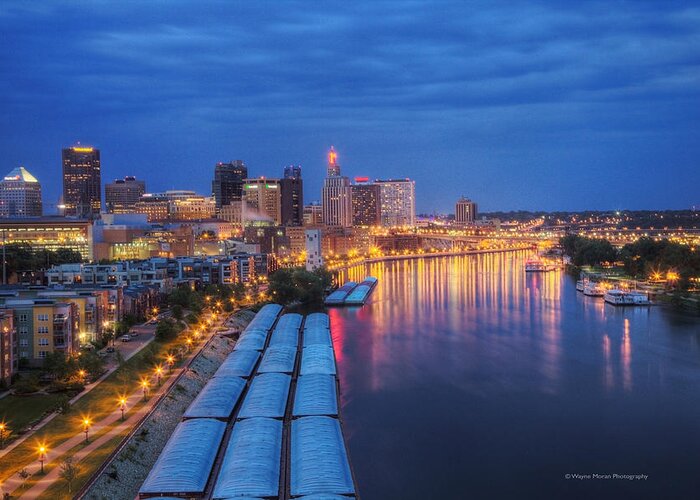 Architecture Greeting Card featuring the photograph St Paul Skyline at Night by Wayne Moran