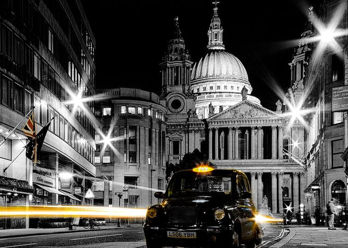 London Greeting Card featuring the photograph St pauls with Black Cab by Ian Hufton