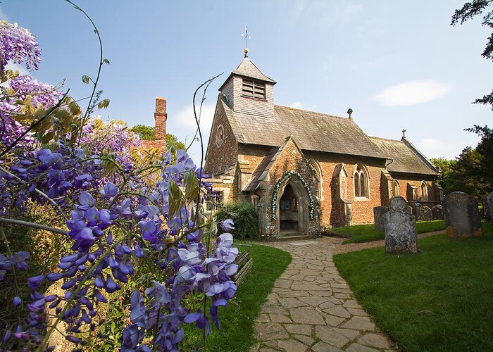 Shirley Mitchell Greeting Card featuring the photograph St Peters Church Hambledon by Shirley Mitchell
