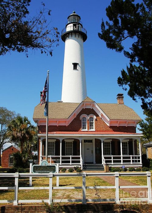 St Simons Light Greeting Card featuring the photograph St. Simons Light by Mel Steinhauer