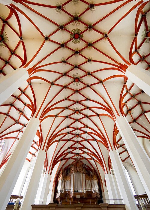Organ And Ceiling Greeting Card featuring the photograph St Thomas Leipzig by Jenny Setchell