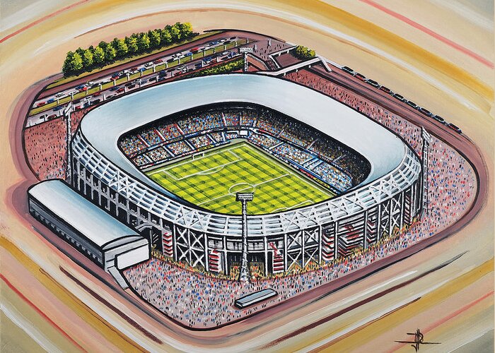 Art Greeting Card featuring the painting Stadion Feijenoord - Feyenoord by D J Rogers