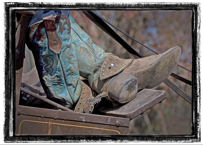 Boot Greeting Card featuring the photograph Stagecoach Cowboy's Boots by Judy Deist