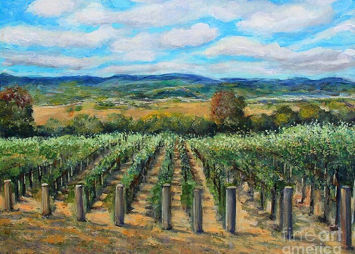 Stag's Greeting Card featuring the painting Stags' Leap Vineyard by Rita Brown