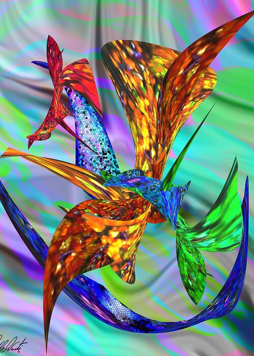 Abstract Greeting Card featuring the painting Stained Glass Birds by Michele Avanti