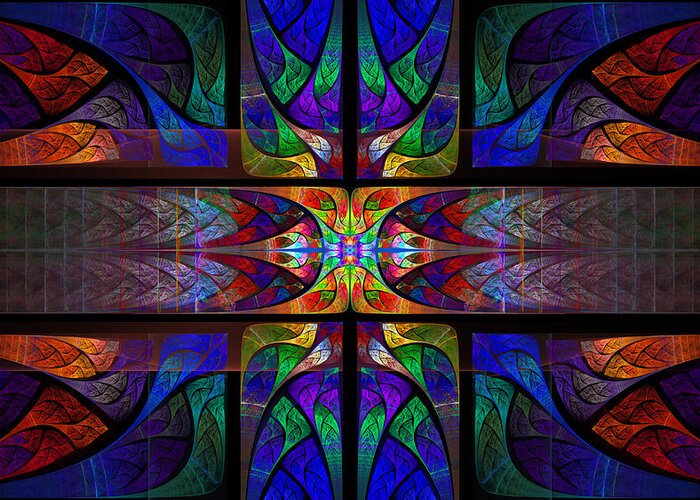 Fractal Greeting Card featuring the digital art Stained Glass by Gary Blackman