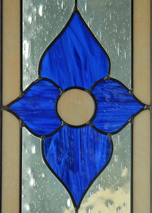 Leaded Stained Glass Greeting Card featuring the photograph Stained Glass in Blue by E Faithe Lester