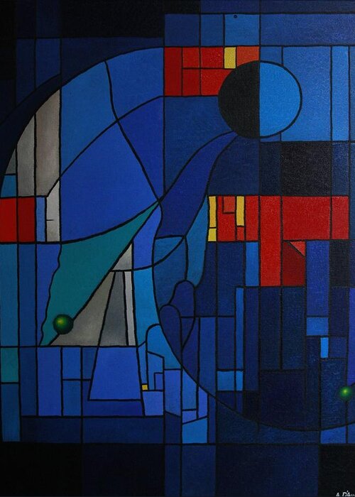 Abstracat Greeting Card featuring the painting Stained-glass Window by Alberto DAssumpcao