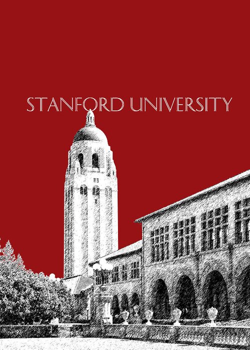 University Greeting Card featuring the digital art Stanford University - Dark Red by DB Artist
