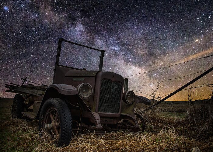 Stars Greeting Card featuring the digital art Stardust and Rust by Aaron J Groen
