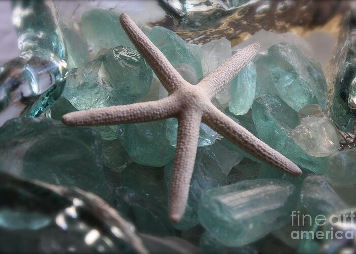 Starfish Greeting Card featuring the photograph Starfish with Sea Glass by Alice Terrill