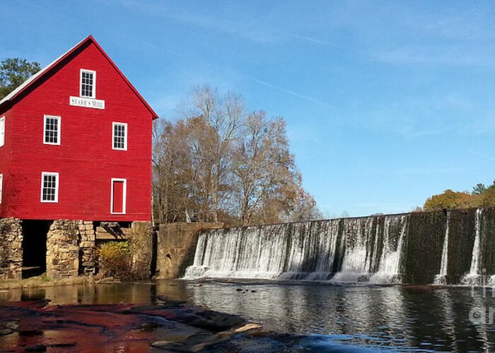 Scenic Greeting Card featuring the photograph Starr's Mill In Senioa Georgia by Donna Brown