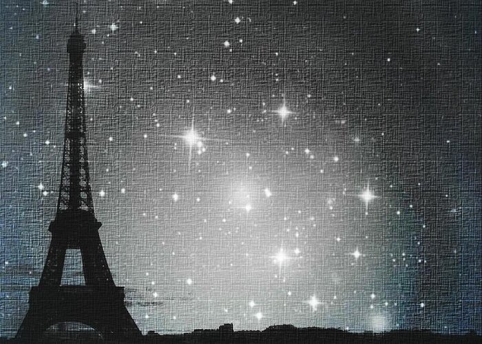Paris Greeting Card featuring the photograph Starry Night in Paris - Eiffel Tower Photography by Marianna Mills