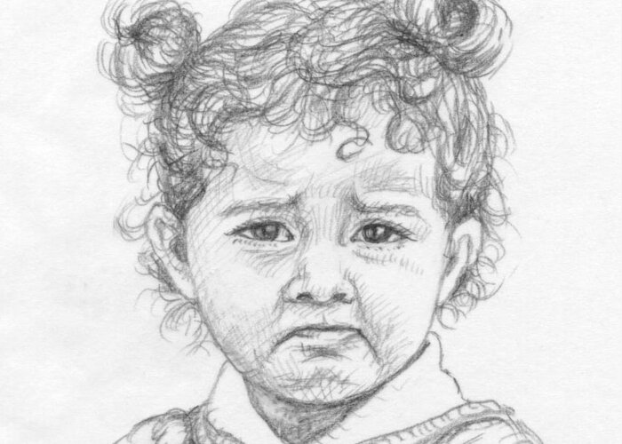 Portrait Greeting Card featuring the drawing Start Crying by Nicole Zeug