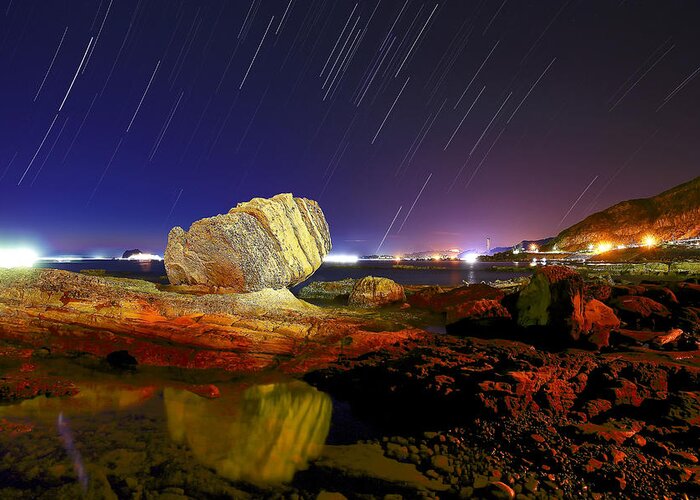 Tranquility Greeting Card featuring the photograph Startrails Upon Fist Rock With by Thunderbolt tw (bai Heng-yao) Photography