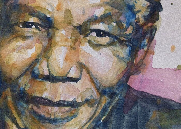 Nelson Mandela Greeting Card featuring the painting Statesman by Paul Lovering