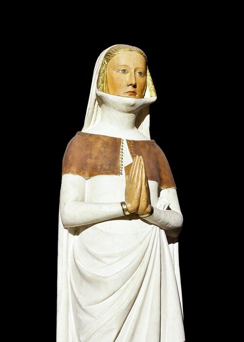 Religious Site Greeting Card featuring the photograph Statue of Lady praying by Charles Lupica