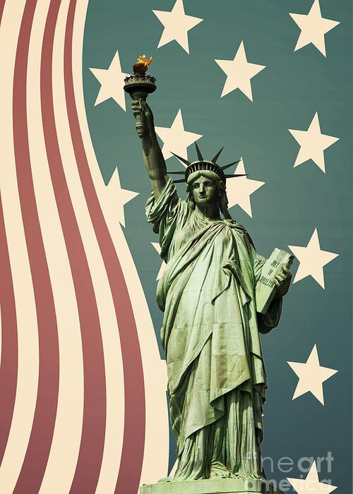 America Greeting Card featuring the photograph Statue of Liberty by Juli Scalzi