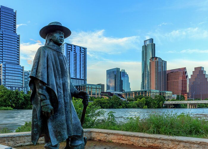 Photography Greeting Card featuring the photograph Statue Of Stevie Ray Vaughan by Panoramic Images