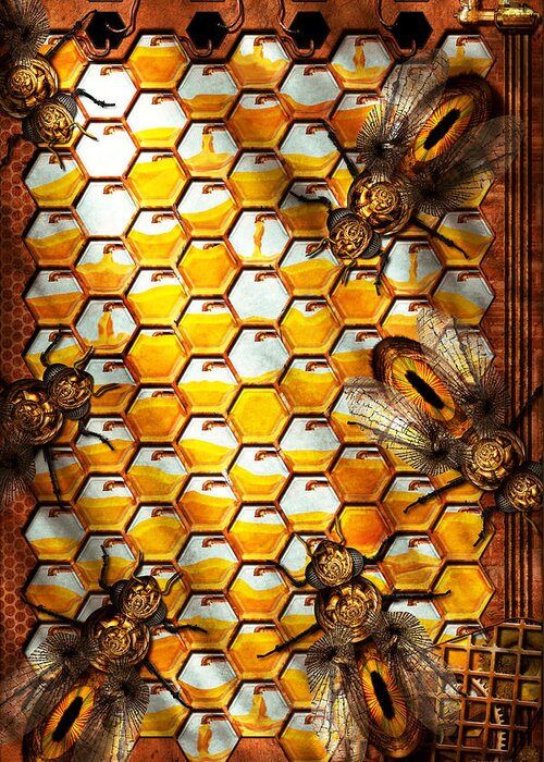 Self Greeting Card featuring the photograph Steampunk - Apiary - The hive by Mike Savad