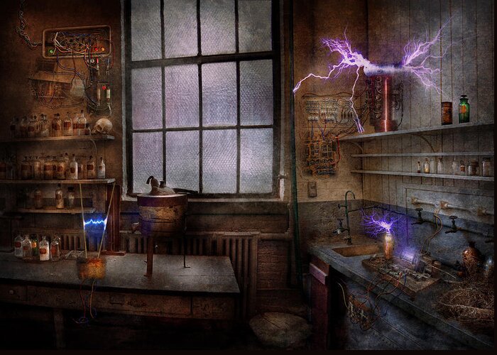 Hdr Greeting Card featuring the photograph Steampunk - The Mad Scientist by Mike Savad