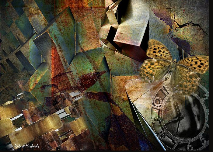 Abstract Greeting Card featuring the photograph Metallic Butterfly by Robert Michaels