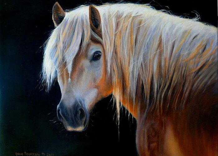 Equine Greeting Card featuring the painting Stelvio by Anna Franceova